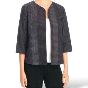 Eileen Fisher Black & White Textured Open-Front Jacket